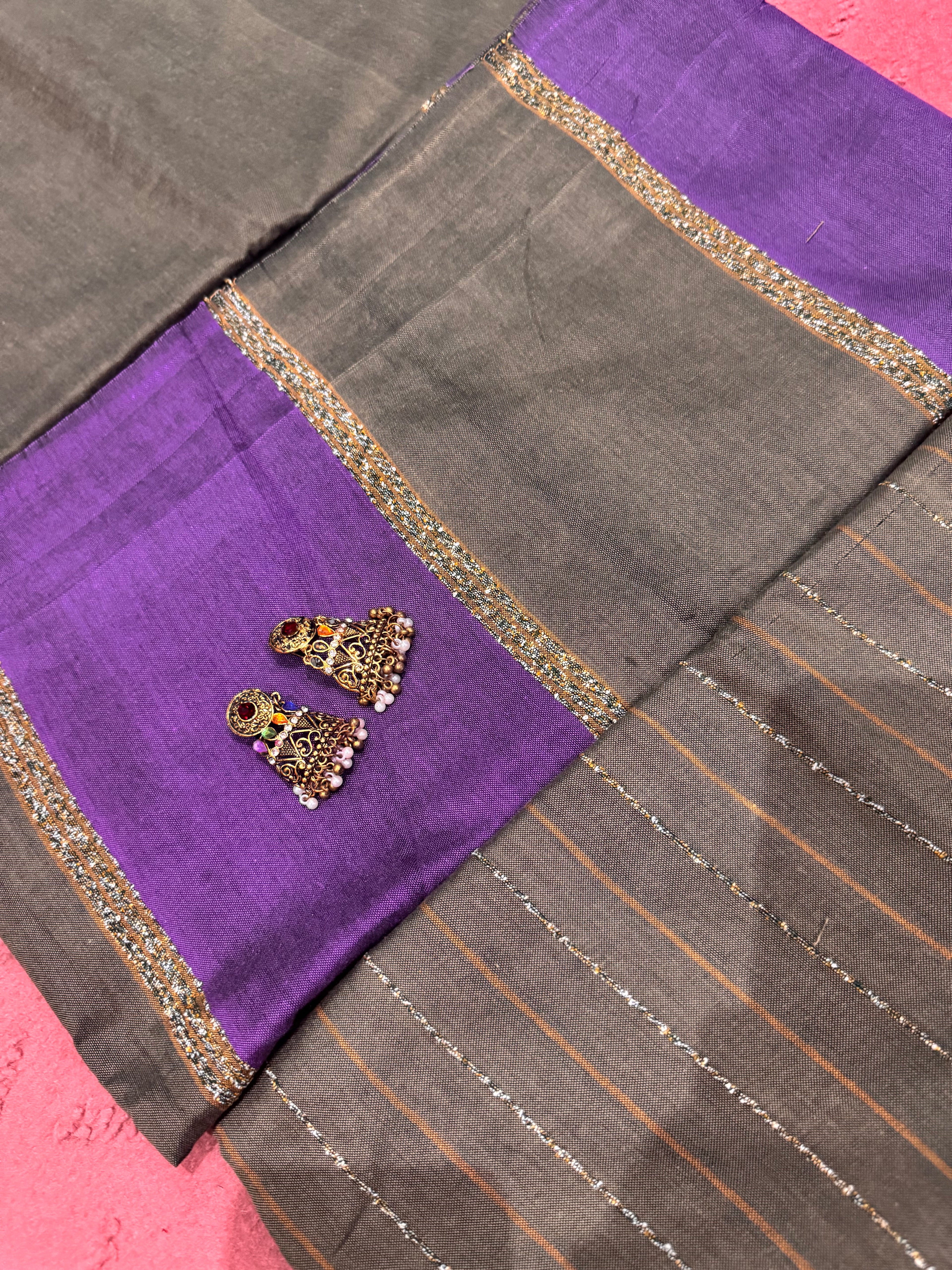 Superior Stone Color With Purple Dress | 3 piece with free Jewellery as shown