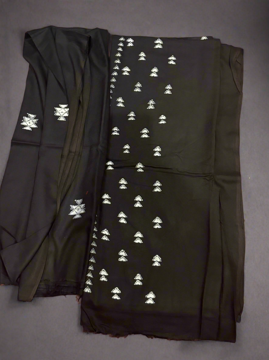Premium Mixed Cotton Embraided Black suit