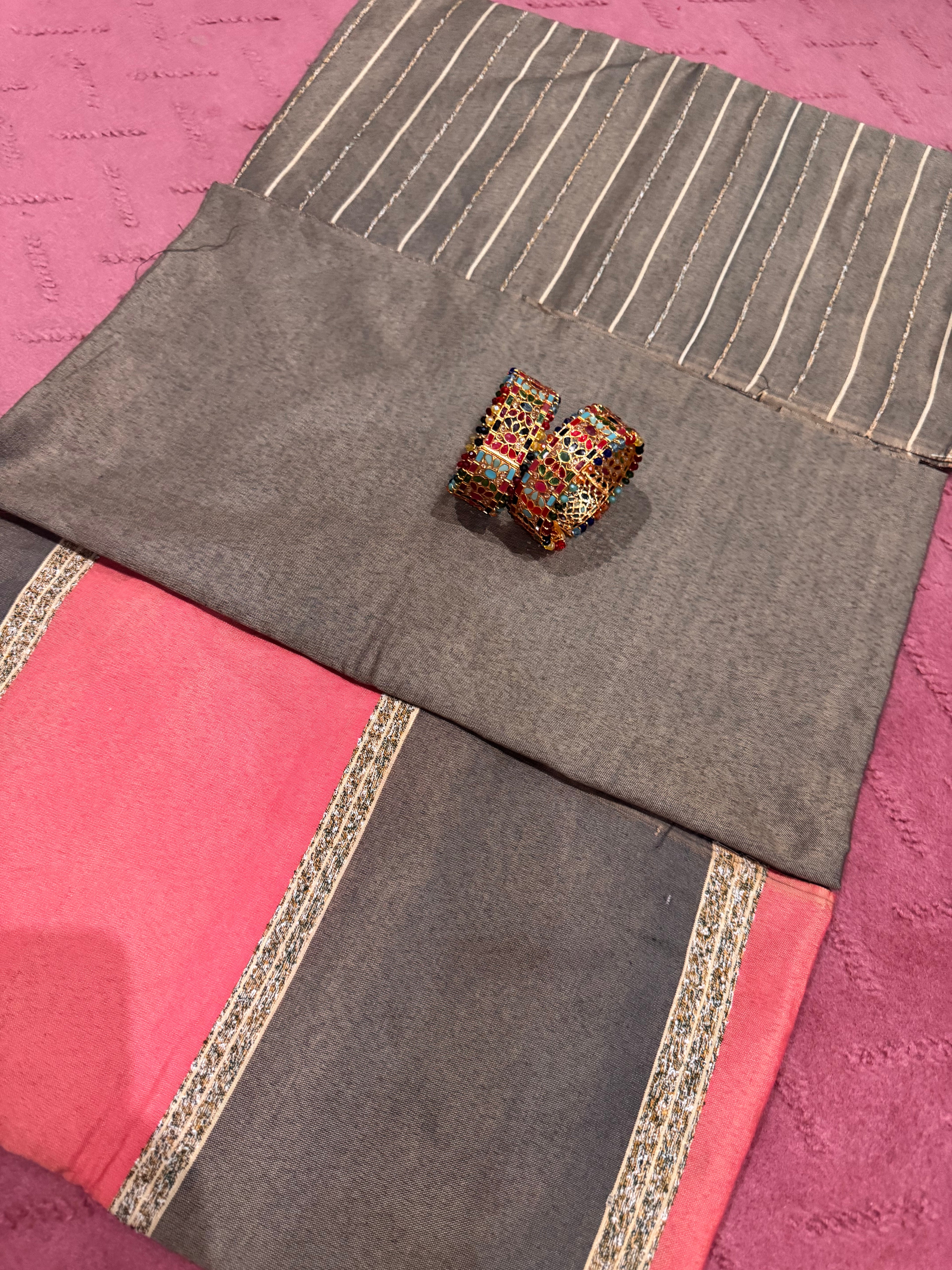 Superior Stone Color With Red Dress | 3 piece with free Jewellery as shown