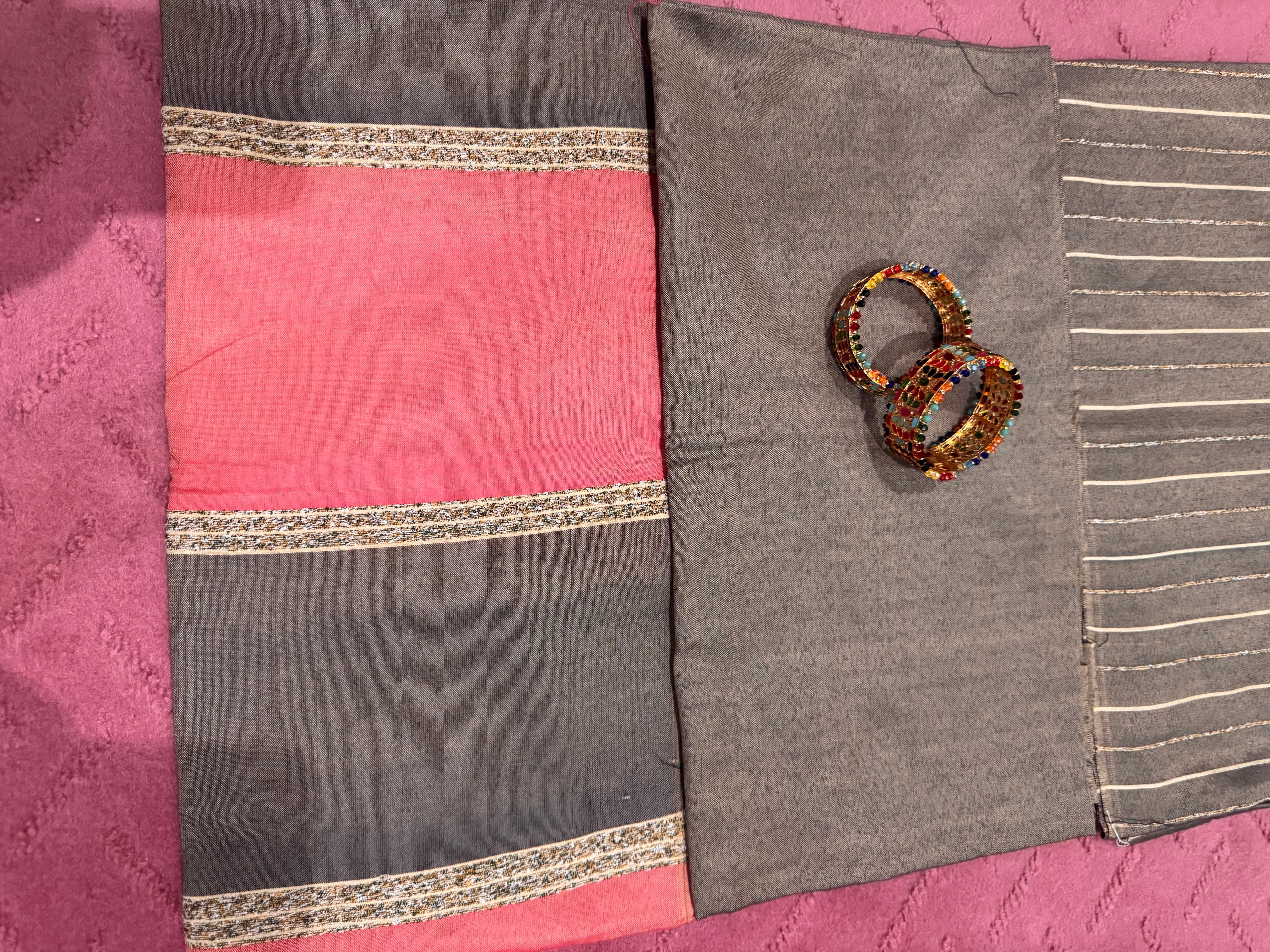 Superior Stone Color With Red Dress | 3 piece with free Jewellery as shown