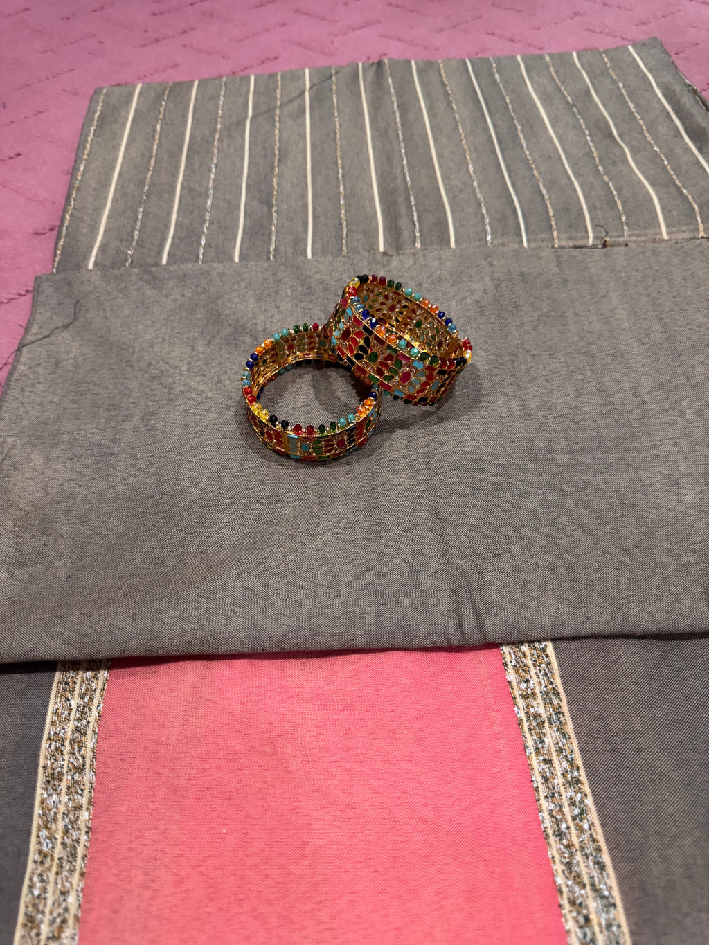 Superior Stone Color With Red Dress | 3 piece with free Jewellery as shown
