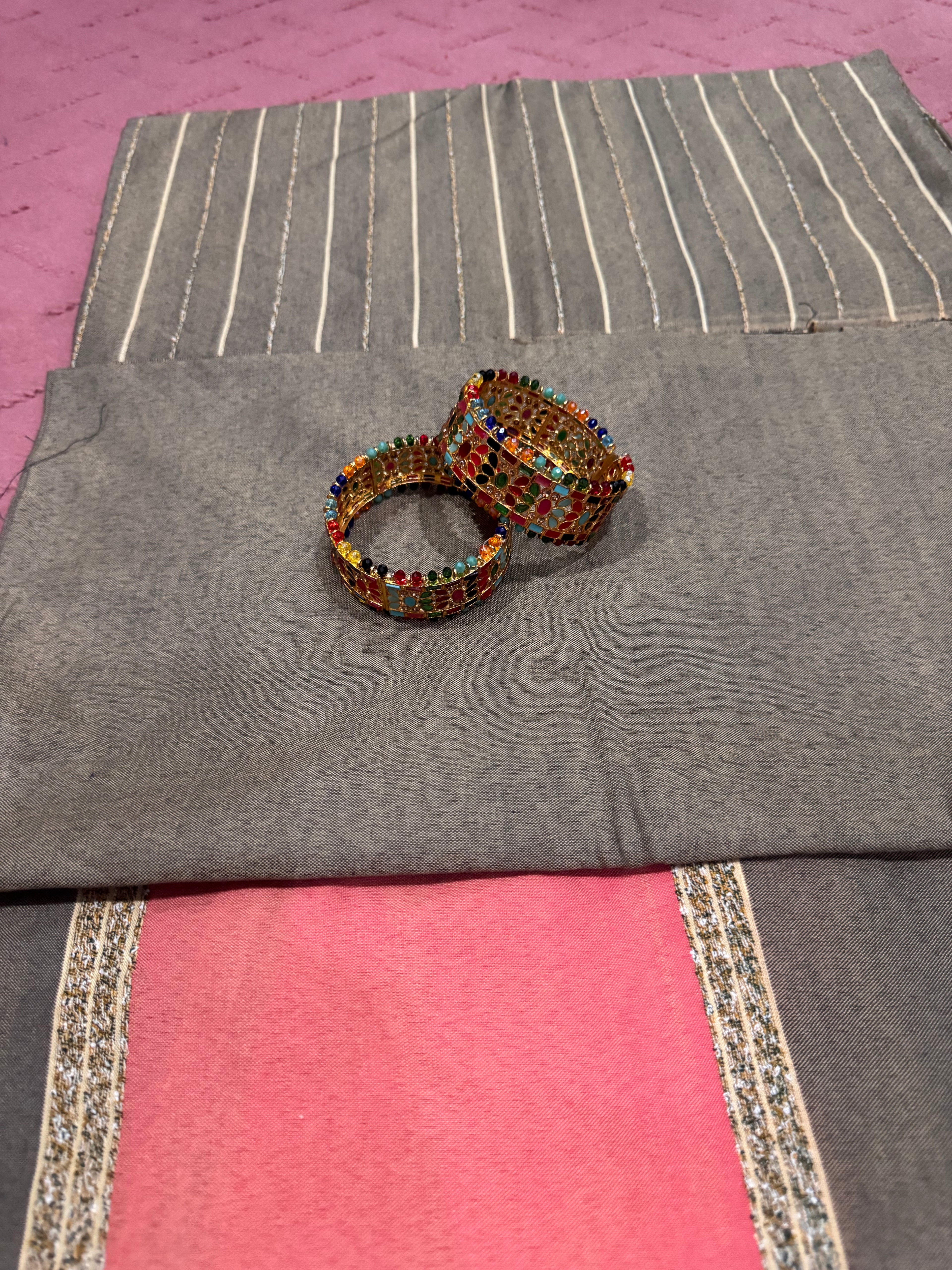 Superior Stone Color With Red Dress | 3 piece with free Jewellery as shown
