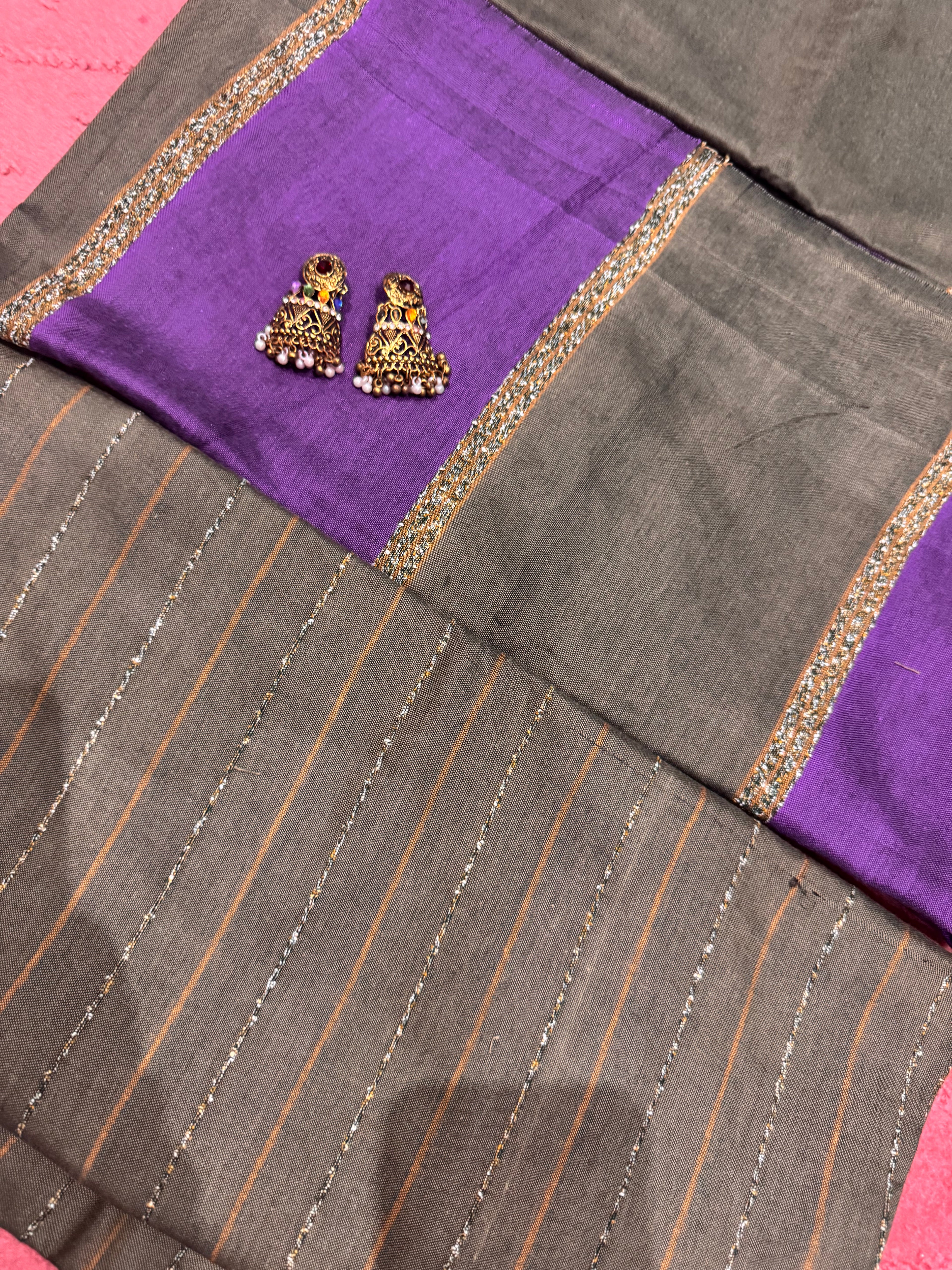 Superior Stone Color With Purple Dress | 3 piece with free Jewellery as shown