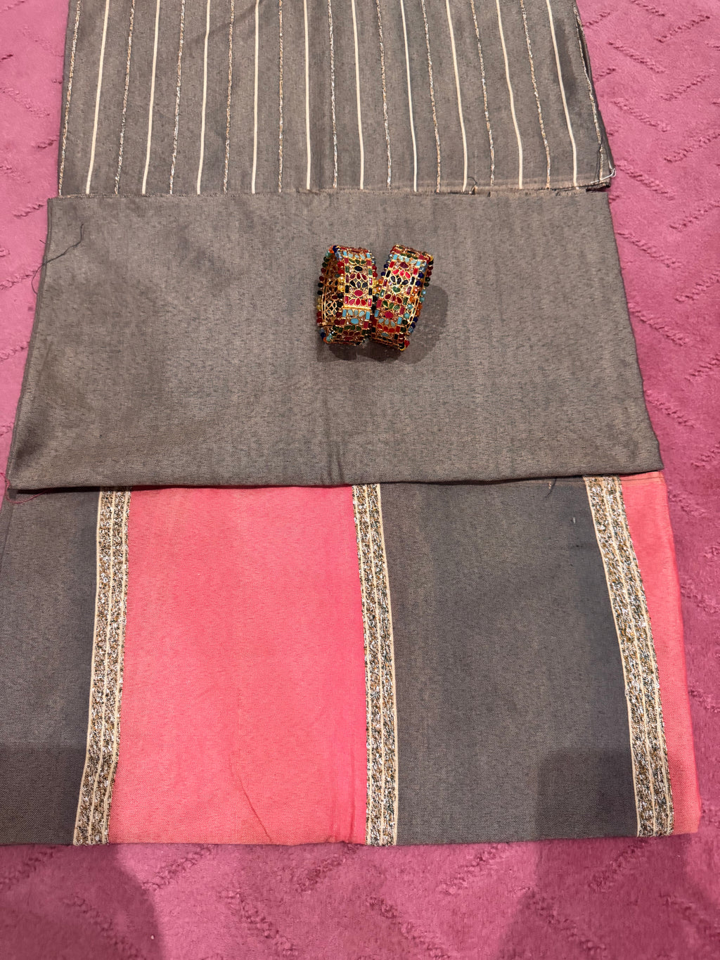 Superior Stone Color With Red Dress | 3 piece with free Jewellery as shown