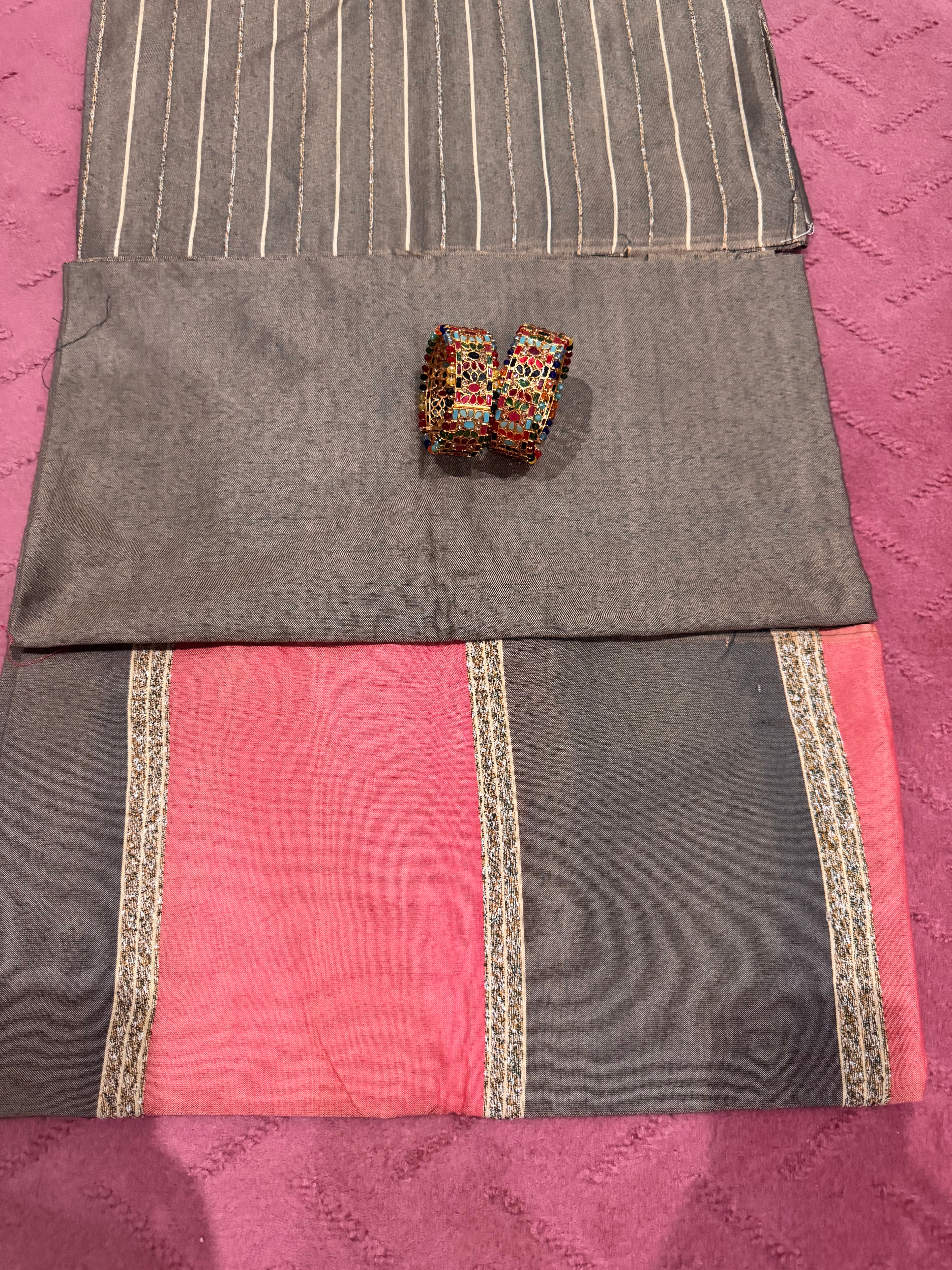 Superior Stone Color With Red Dress | 3 piece with free Jewellery as shown