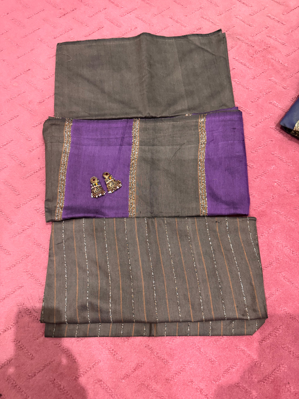 Superior Stone Color With Purple Dress | 3 piece with free Jewellery as shown