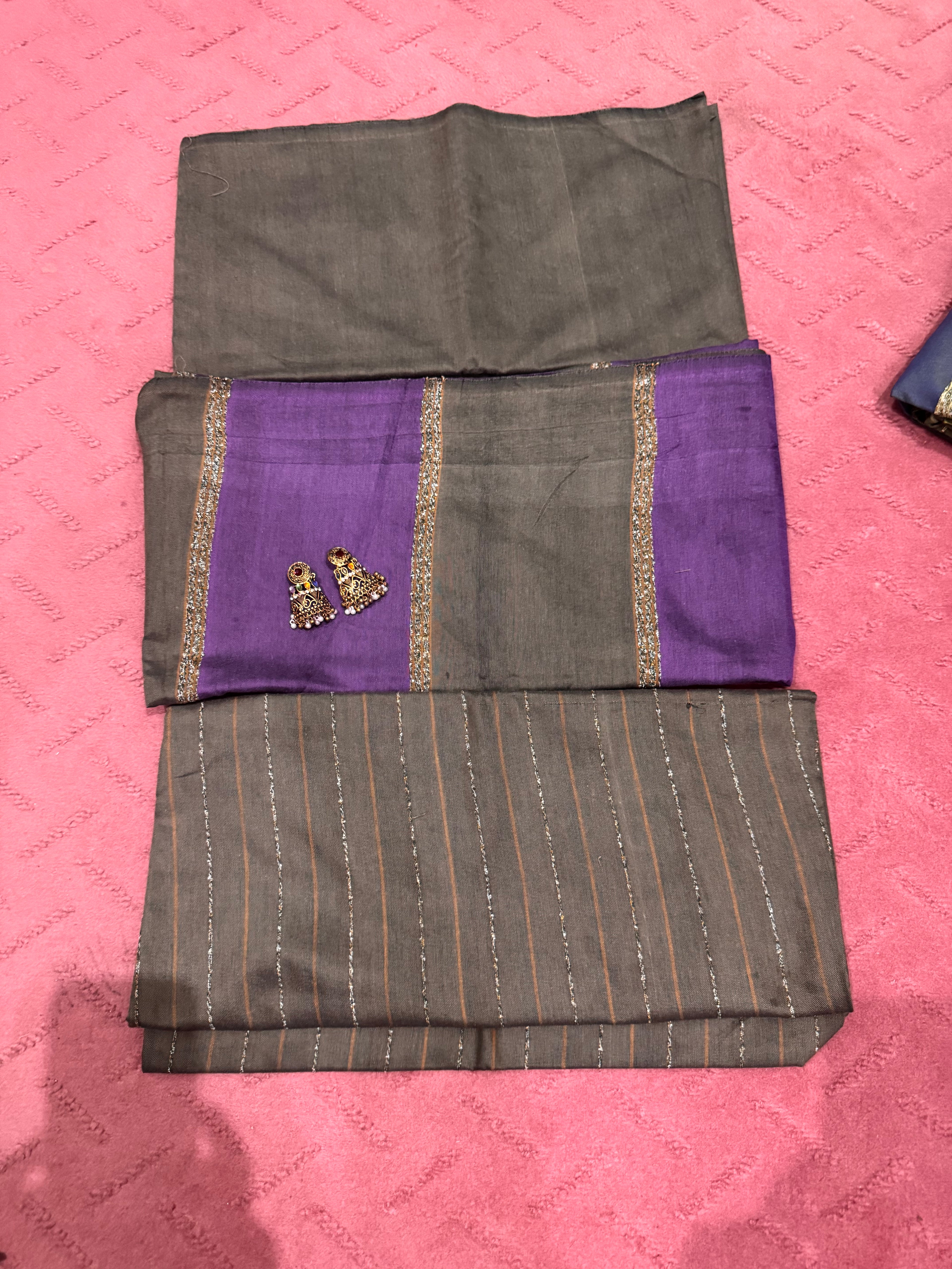 Superior Stone Color With Purple Dress | 3 piece with free Jewellery as shown